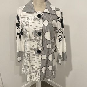 Radzoli black white op art shirt S